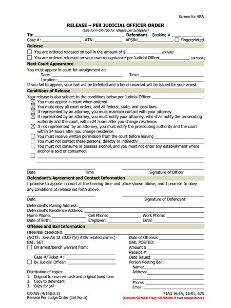 Cr 765 Release Jail Form Fill Out And Sign Printable Pdf Template