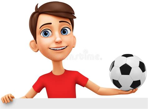 Character Cartoon Guy With A Soccer Ball On A White Background 3d
