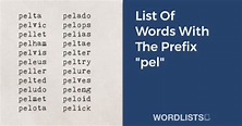 List Of Words With The Prefix "pel"