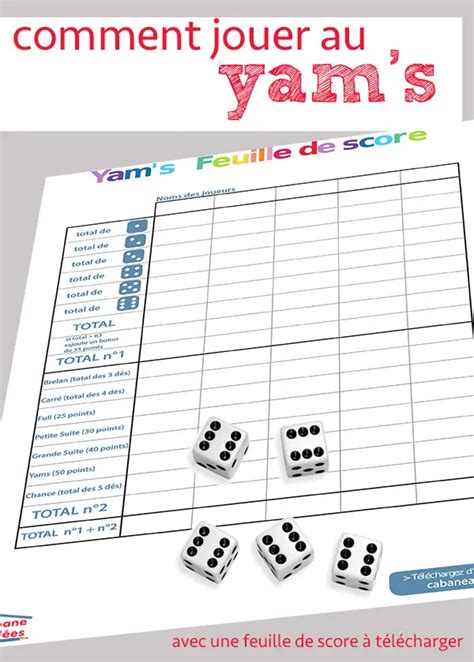 Comment jouer au yam's : les règles et la fiche à imprimer ! - Cabane à