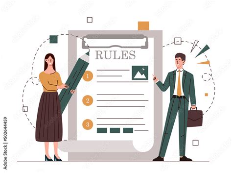 Business Rules Concept Man And Girl With Large Pencil Studying