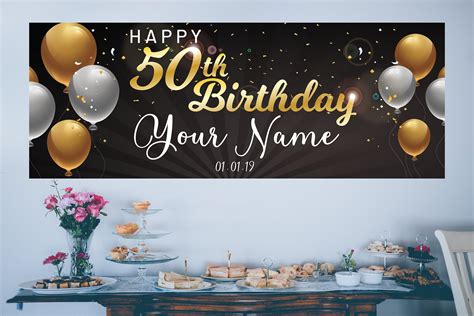 50th Birthday Banner Personalized Custom Birthday Banner Etsy