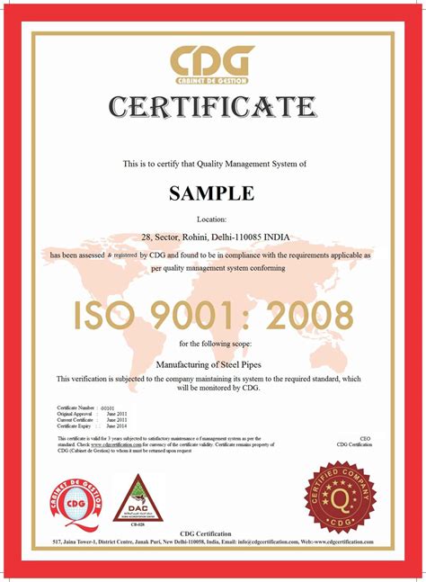Iso 9001 Certificate Sample Certificates Templates Free