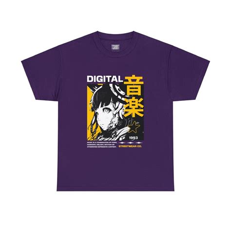Digital Music Japanese Anime Girl T Shirt Stylish Tee With Vibrant