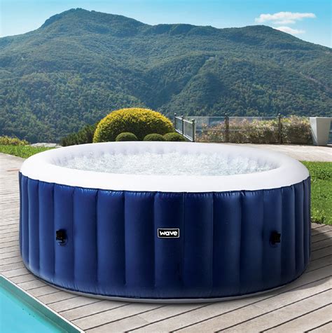 Atlantic 4 6 Person Round Inflatable Hot Tub In Blue Wave Spas