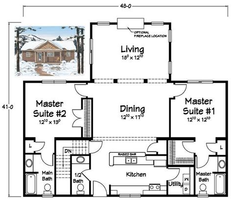2 Bedroom House Plans With 2 Master Suites Plan 69691am One Story
