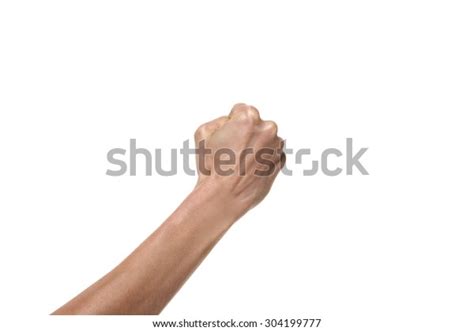 Hand Gesture Fist Punching Air Studio Stock Photo 304199777 Shutterstock