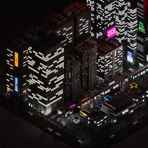 Cyberpunk City Voxel Art On Behance