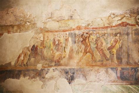 Pinturas Del Fresco En Las Paredes Romanas Antiguas Imagen De Archivo