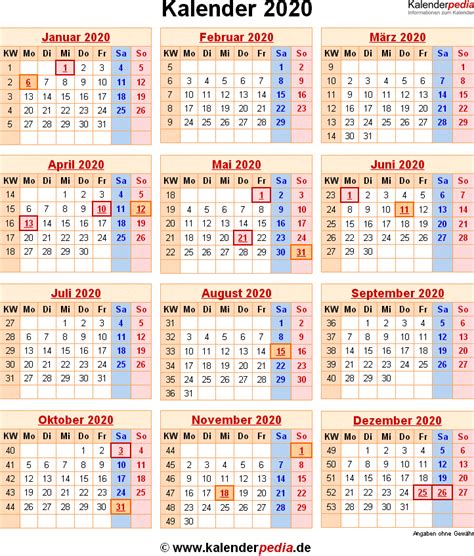 Kalenders zijn leeg en kunnen worden afgedrukt met voorgedefinieerd afdrukbereik. Kalenderblatt 2021 Excel - Kalender 2020 zum Ausdrucken als PDF (19 Vorlagen, kostenlos ...