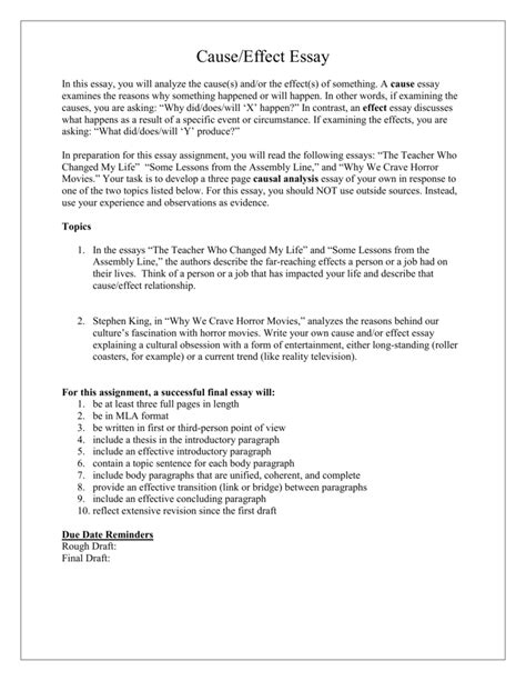 Persuasive Essay Cause And Effect Paper
