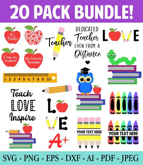 Teacher Svg Bundle Teacher Svg School Svg Teach Svg Etsy