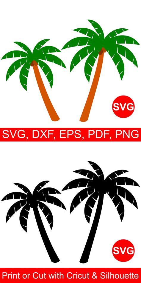 Palm Trees Cut Files For Silhouette Clipart Dxf Svg Eps Files For
