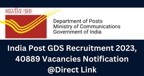India Post GDS Recruitment 2023 Apply Online 40889 Vacancies