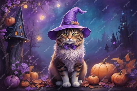 Premium Photo | Meowgical Moments Tender Cats in Enchanting Witch Hats
