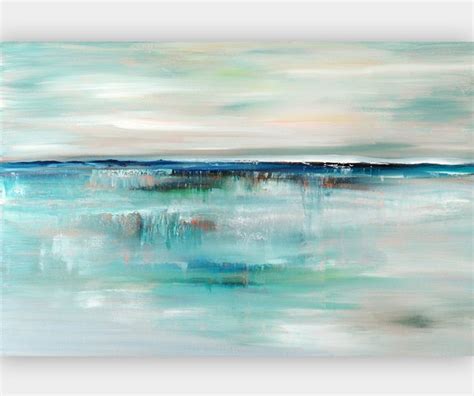 Abstract Seascape Print Coastal Art Blue Turquoise Gray Abstract