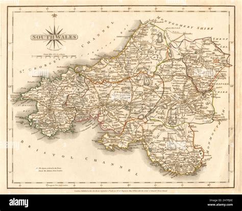 Antique Map Of South Wales By John Cary Original Outline Colour 1787