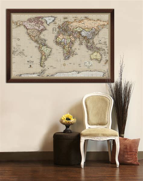 Framed Maps Wood And Aluminum Frames For Wall Maps