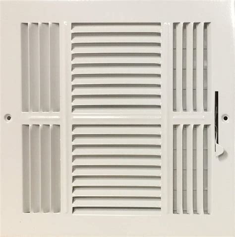 Air vent covers or floor registers allow air to pass through the rooms in your apartment, home or office while giving you control over the amount of air flowing from the vent and the direction it points. 10"x 10" (Duct Opening Size) 3-Way Stamped Face Steel ...