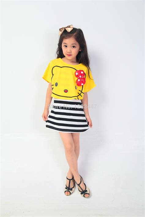 2014 Summer Children Dress Cute Girl Japan Hello Kitty Summer Dresses Kids Cartoon Clothes