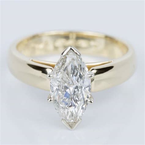 Marquise Diamond Cathedral Engagement Ring In Yellow Gold 180 Ct