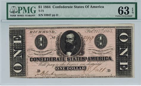 This site presents original news reports and illustrations describing the events leading to the formation of the confederacy, and the start of the civil war. R800, Confederate States of America, One Dollar ($1) 1864 ...