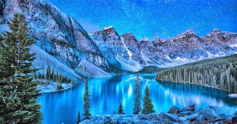 Mindblowing Planet Earth Moraine Lake At Night