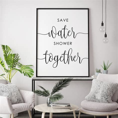 Save Water Shower Together Print Funny Bathroom Sign Etsy