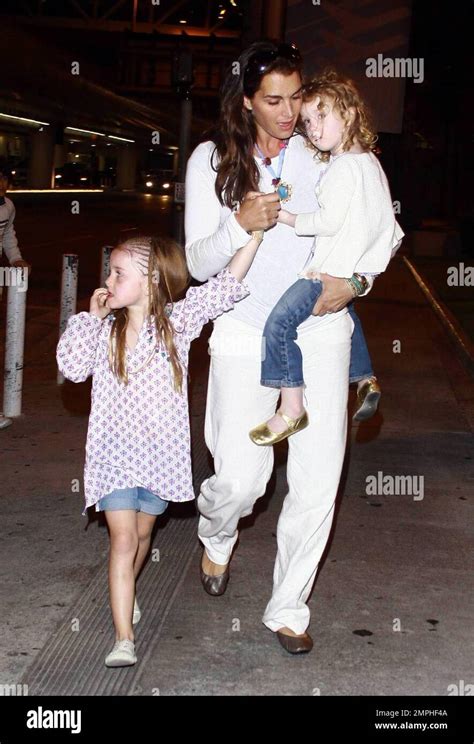 Brooke Shields Arrives At Lax With Her Two Adorable Daughters Rowan And