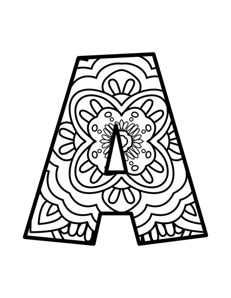Buchstaben Mandalas Mayuscula Abecedario Alfabeto Lettere Lettering