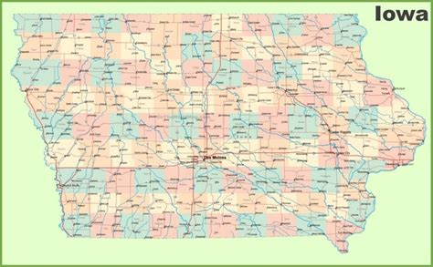 Large Detailed Map Of Iowa With Cities And Towns Detailed Map Map Iowa