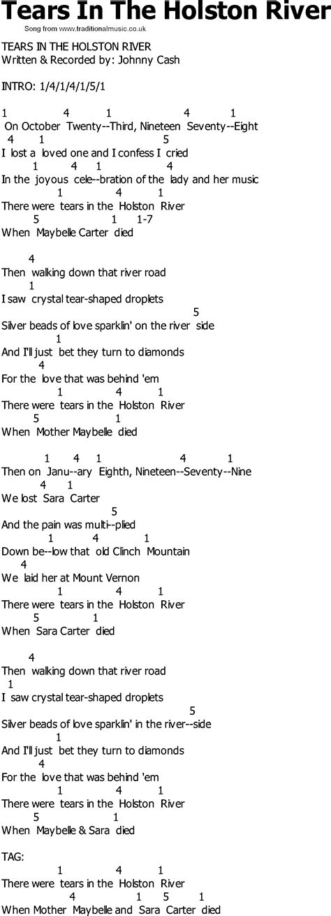 Old Country Song Lyrics With Chords Tears In The Holston River