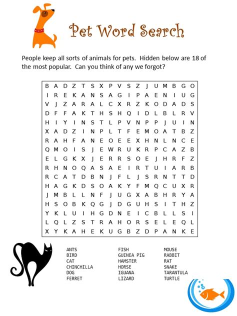 Pet Word Search Printable Activity Shelter