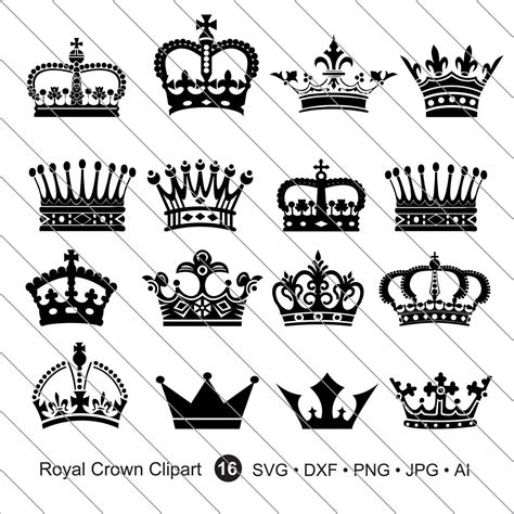 Royal Crown Silhouettes Svg Crown Silhouettes Clipartroyal Etsy In