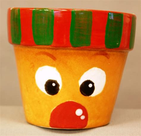 Paint Your Own Pottery This Christmas Rudolph Flowerpot Was Painted