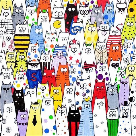 Items Similar To Cat Art Limited Edition Print Pick And Mix Cats