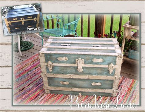 Chalk Painted Blue Restyled Trunk Trunk Makeover Painted Trunks