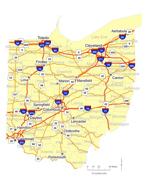 Map Of Ohio Cities Ohio Interstates Highways Road Map