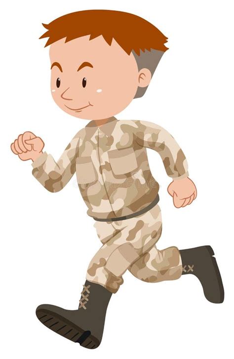 Soldier In Brown Uniform Running Stock Vector Illustration Of Army