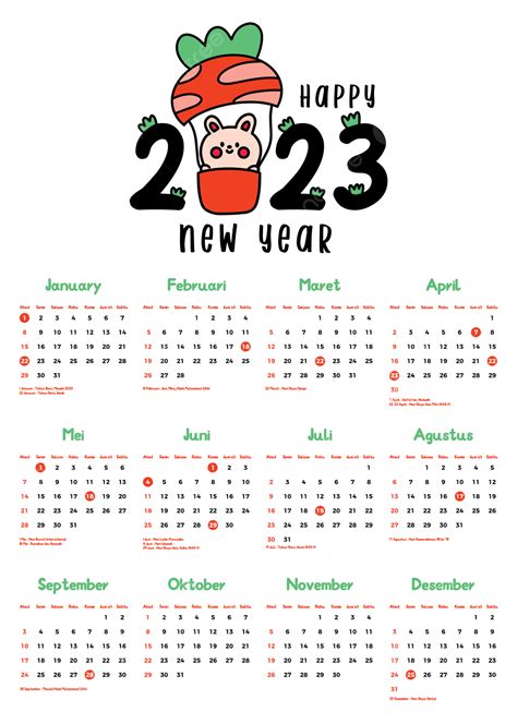 Coelho Bonito Do Calendário 2023 Calendário Indonésio Png Calendário