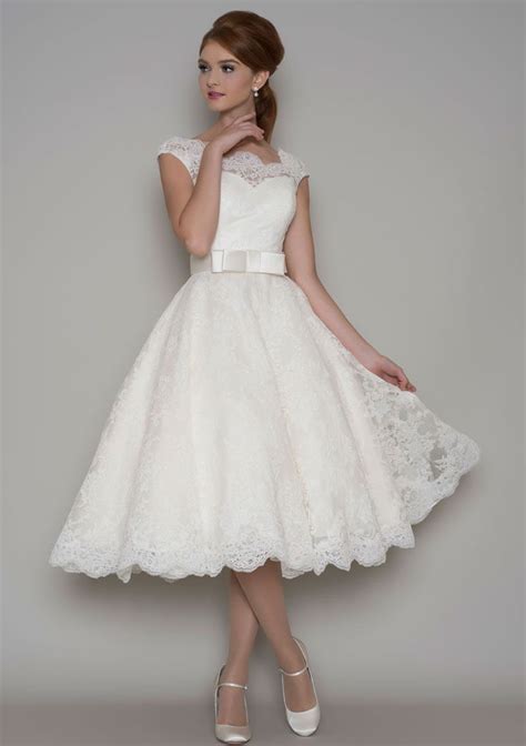 ivory lace illusion vintage tea length cap sleeve wedding dress margareth vestidos de novia