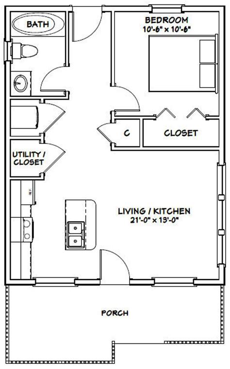 First, tiny house plans cost a lot less to build. 22x28 House -- 1-Bedroom 1-Bath -- 616 sq ft -- PDF Floor ...
