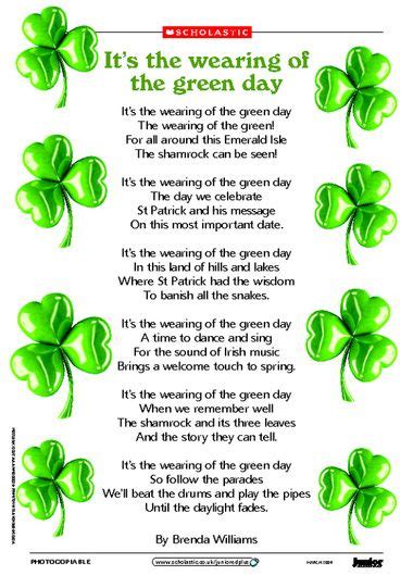 St Patrick S Day Poem St Patrick Day Activities St Patricks Day