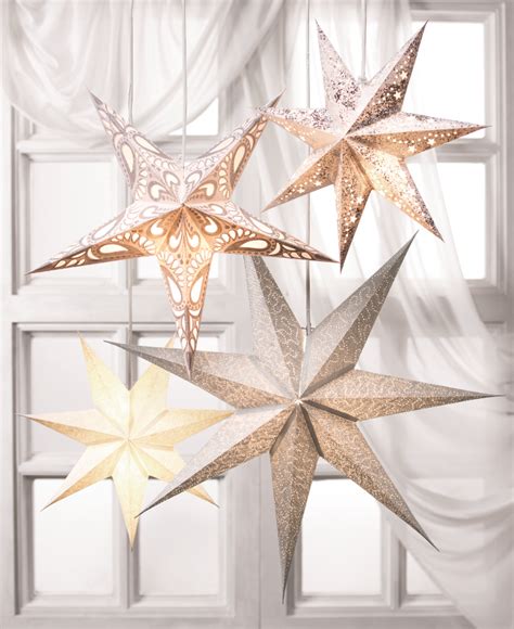 Mini 7 Point Silver Crinkle Design Star Hanging Decoration Natural