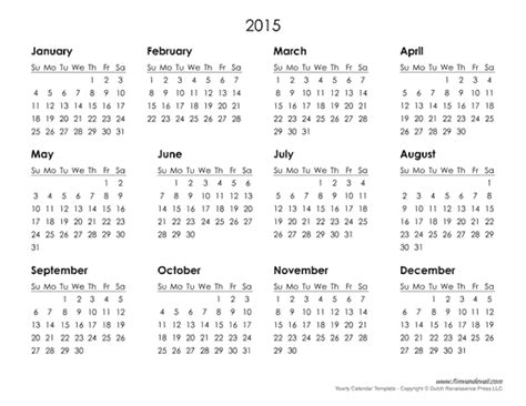 Yearly Printable Calendar