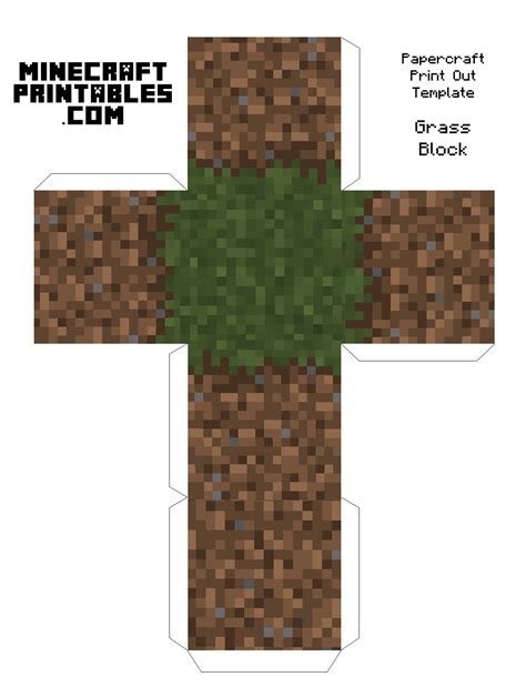 Free Printable Minecraft Grass Block Papercraft Template Print Cut Out And Fold To Create Your
