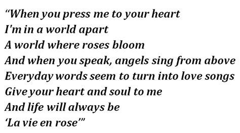 La Vie En Rose Letra Louis Armstrong Ingles La Vie En Rose Edith Piaf