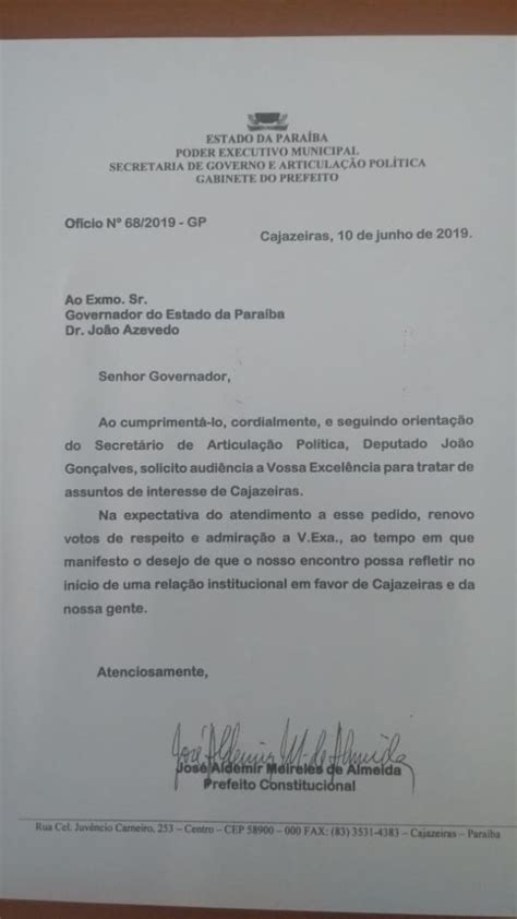 Prefeito De Cajazeiras Solicita Audiência Com O Governador João Azevedo