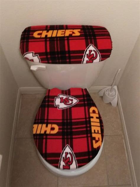Kansas City Plaid Fleece Fabric Toilet Seat Cover Set Bathroom Etsy