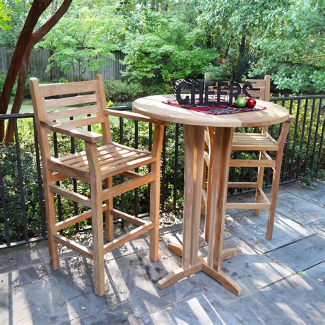 Teak 35 Round Bar Table And Arizona Chairs Wood Backyard Outdoor Patio